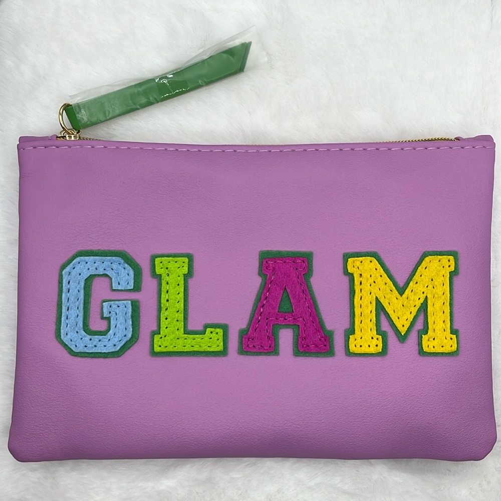 Ipsy August 2024 Glam Bag Zippered Pouch Cosmetic Bag, Purple/Pink
